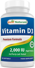 Best Naturals Vitamina D3 2000 UI, 240 Cápsulas Blandas