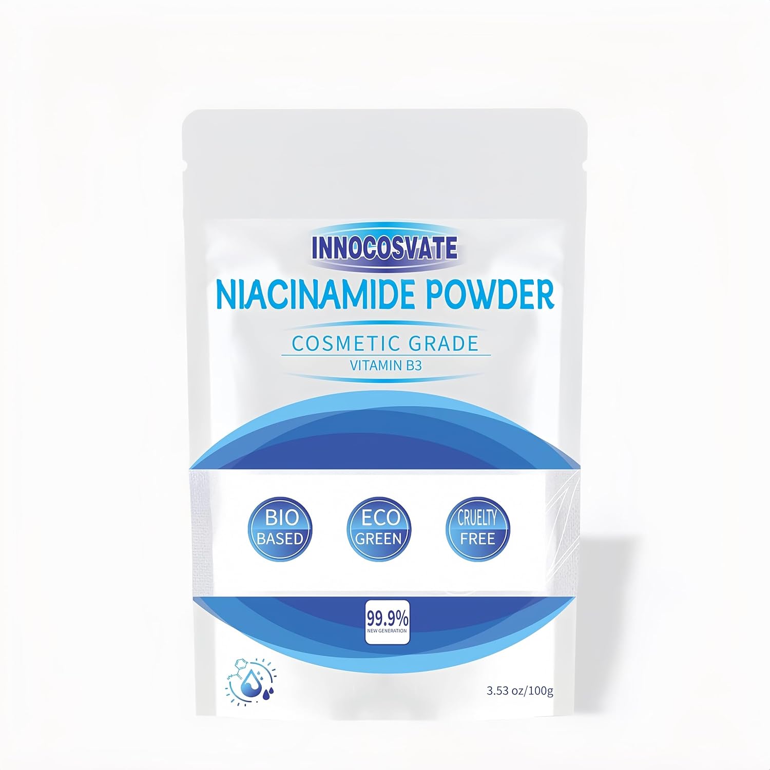 INNOCOSVATE Niacinamida en Polvo 99.9% Pura (Vitamina B3), Grado Cosmético, Apto para Piel Sensible, Solución Multiusos para Skincare DIY