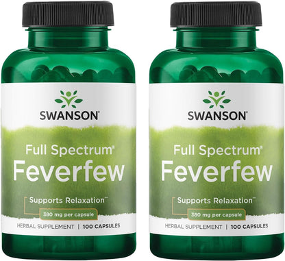 Swanson Feverfew (Matricaria) 380 mg - 100 – Apoyo a la relajación: La matricaria contribuye a crear un ambiente – Image 1