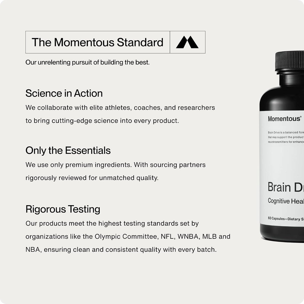 Momentous Brain Drive - Suplemento Nootrópico para Memoria y Enfoque, 30 dosis