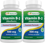 Best Naturals Vitamina B2 (Riboflavina) 400 mg – 120 Cápsulas Vegetales