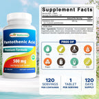 Best Naturals Ácido Pantoténico 500 mg 120 Comprimidos