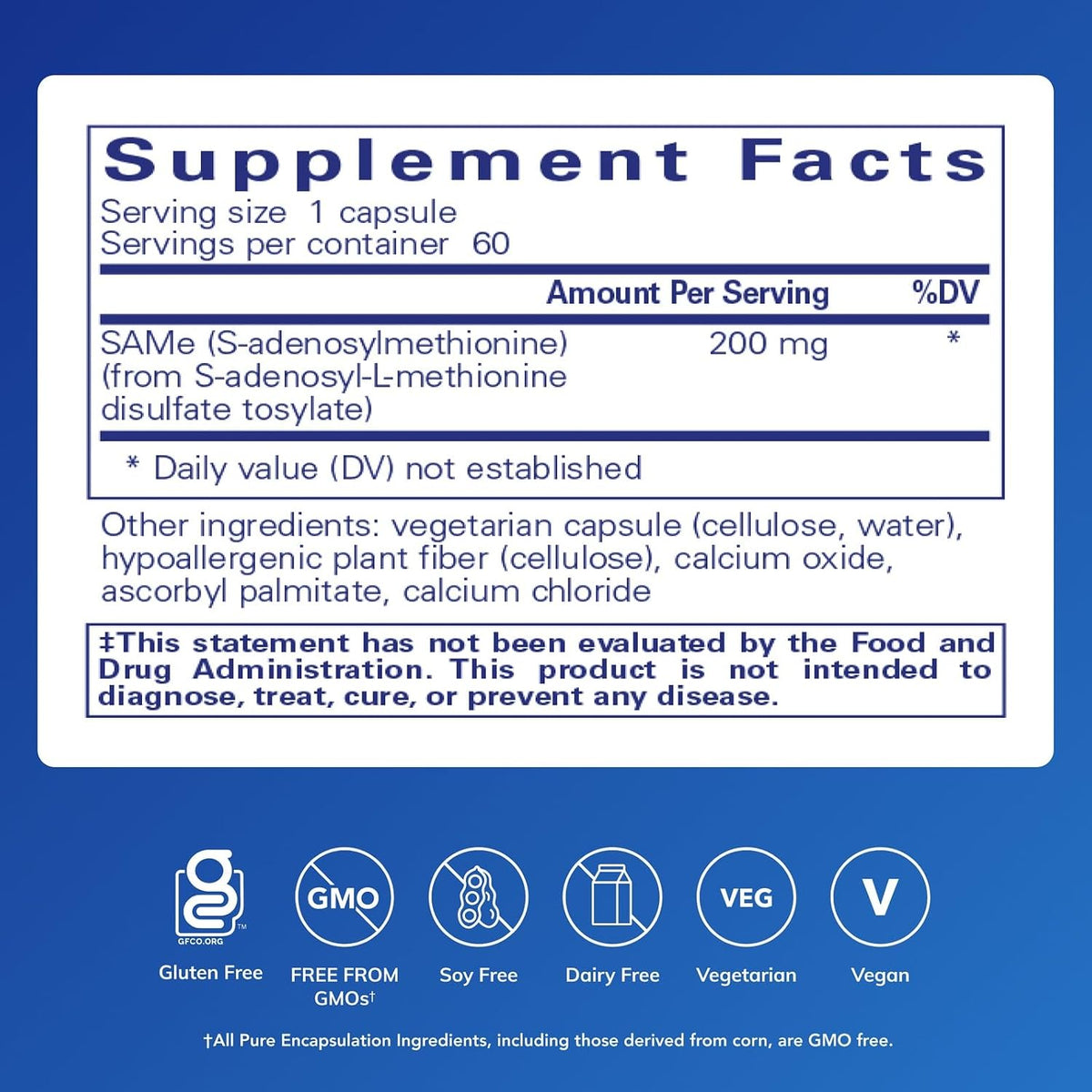 Pure Encapsulations SAMe S-Adenosilmetionina – No GMO – Image 2