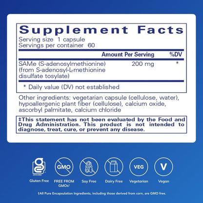 Pure Encapsulations SAMe S-Adenosilmetionina – No GMO – Image 2