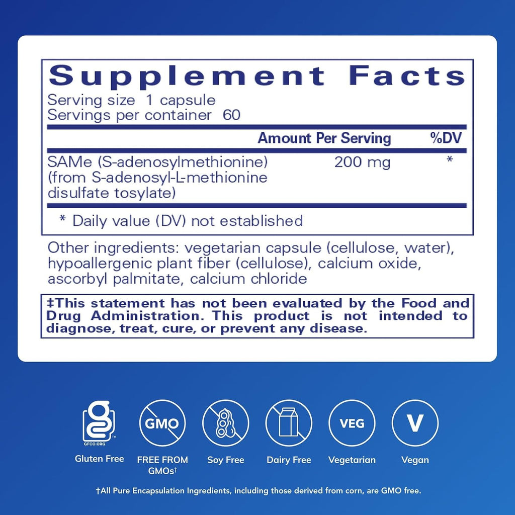 Pure Encapsulations SAM-e S-Adenosylmethionine - 60 Cápsulas