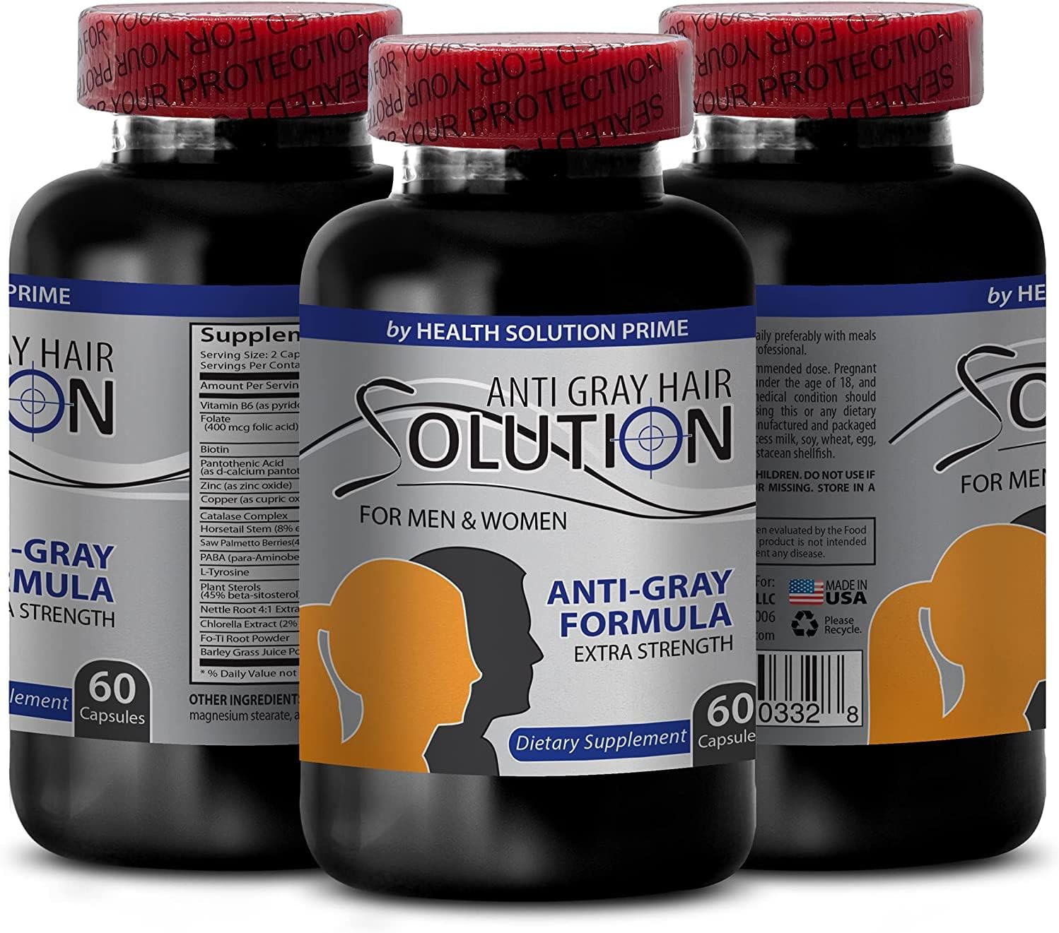 Health Solution Prime - Suplemento de Biotina con Catalasa y Extractos Herbales, 60 Cápsulas