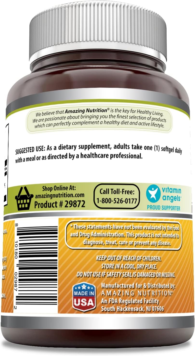 Amazing Formulas Vitamin D3 in Olive Oil 5000 IU | 360 Softgels | Non-GMO | Gluten-Free