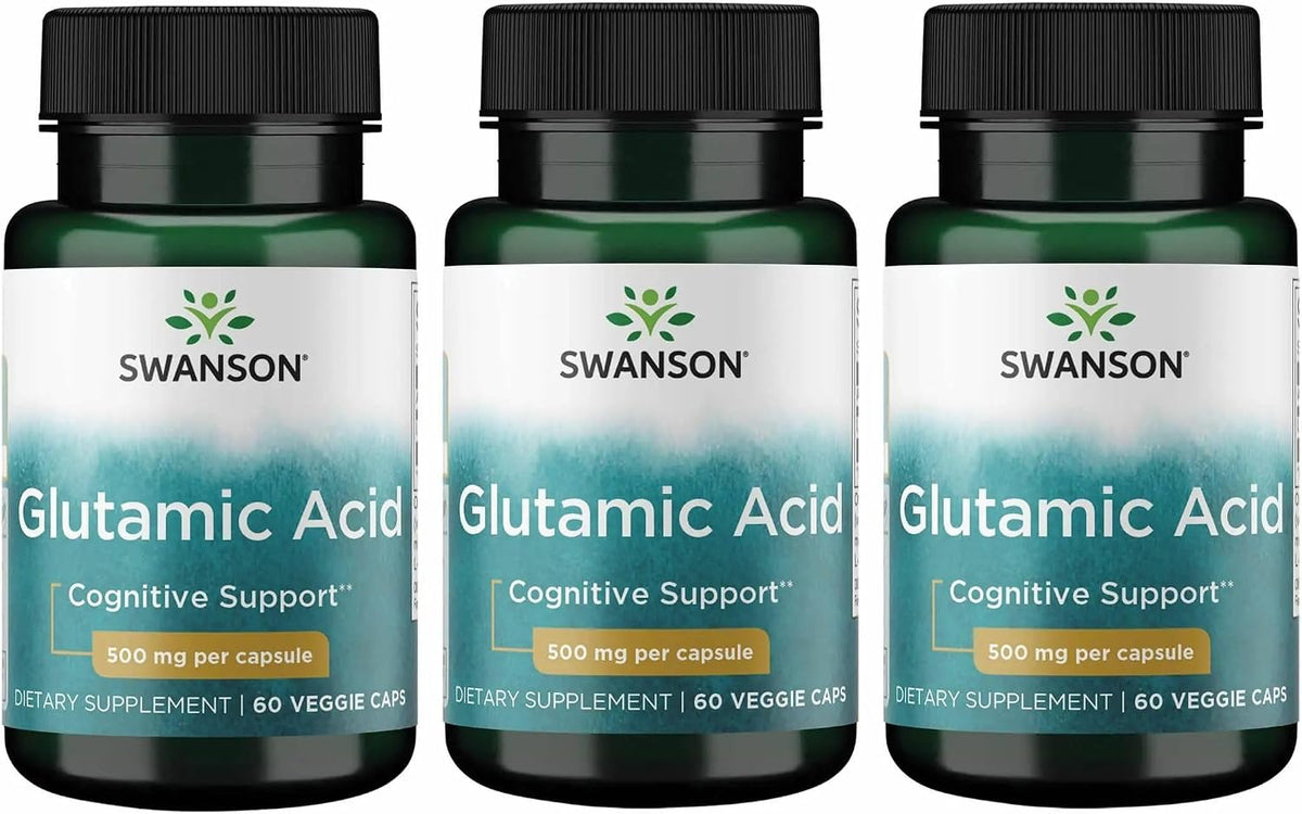 Swanson Ácido Glutámico 500 mg 60 Cápsulas Vegetales (Paquete de 2) – Image 5