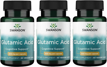 Swanson Ácido Glutámico 500 mg 60 Cápsulas Vegetales (Paquete de 2) – Image 5