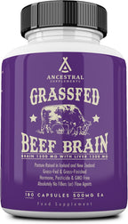 Ancestral Supplements Suplemento de Cerebro e Hígado de Vaca Alimentada con Pasto, 180 Cápsulas