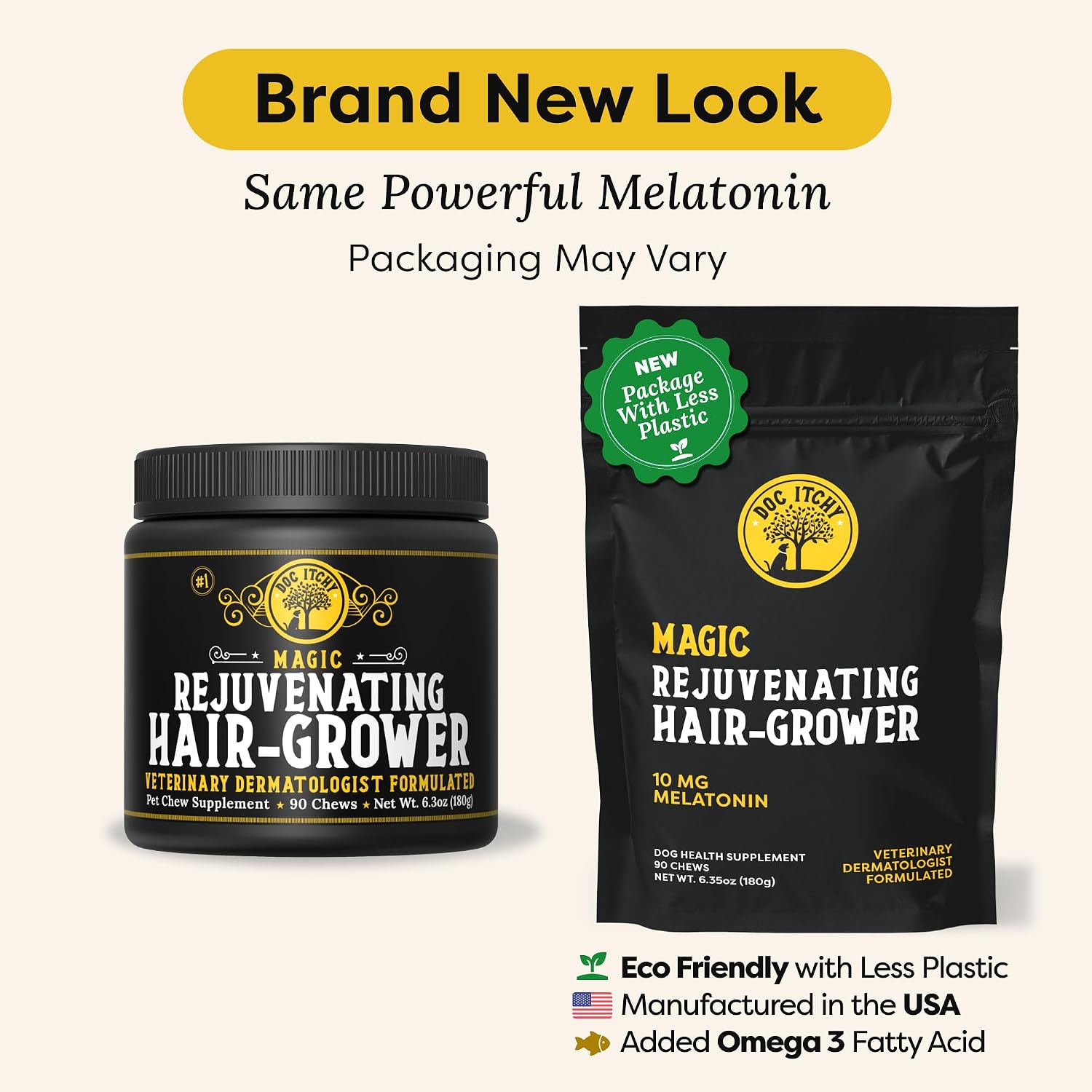 Doc Itchy Rejuvenating Hair-Grower Chews para Perros - 90 Unidades