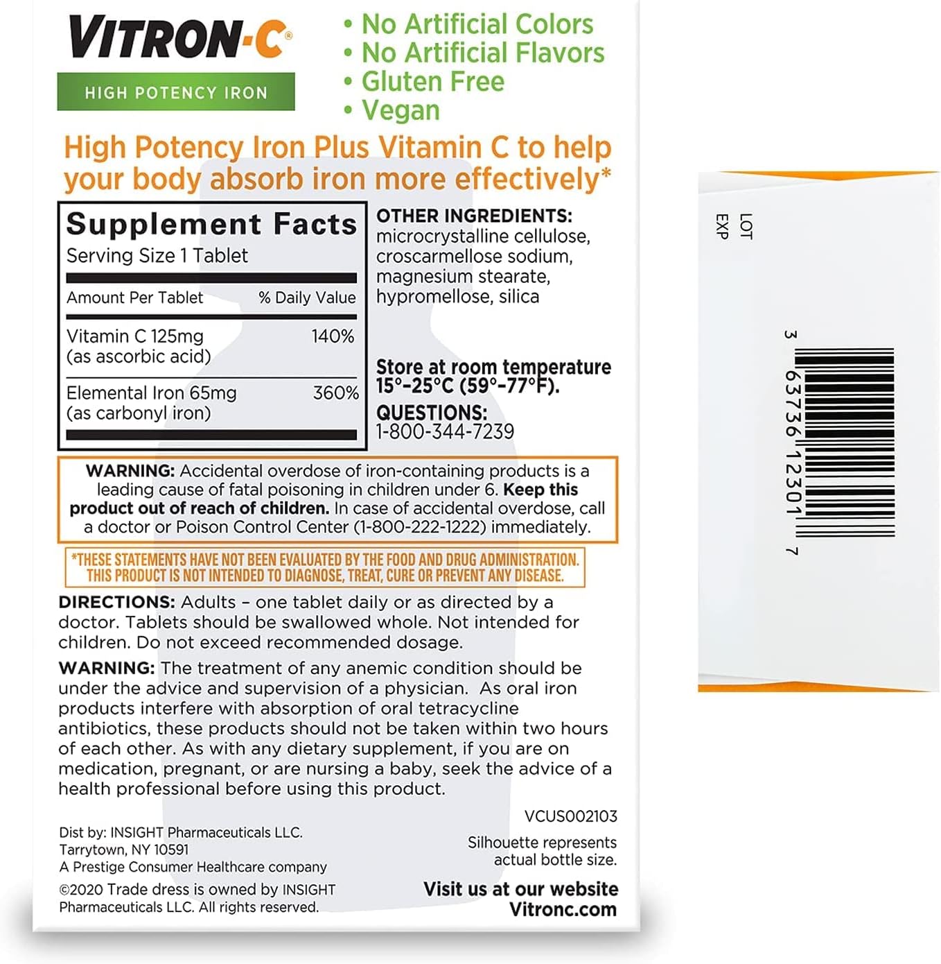 Vitron-C Tabletas Recubiertas, 60 Tabletas (Paquete de 3)