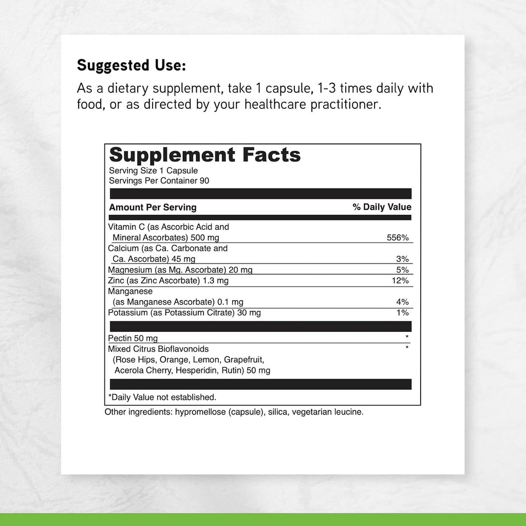 Poten-C 500 - Complemento alimenticio con vitamina C, calcio, magnesio, potasio y bioflavonoides - 90 comprimidos