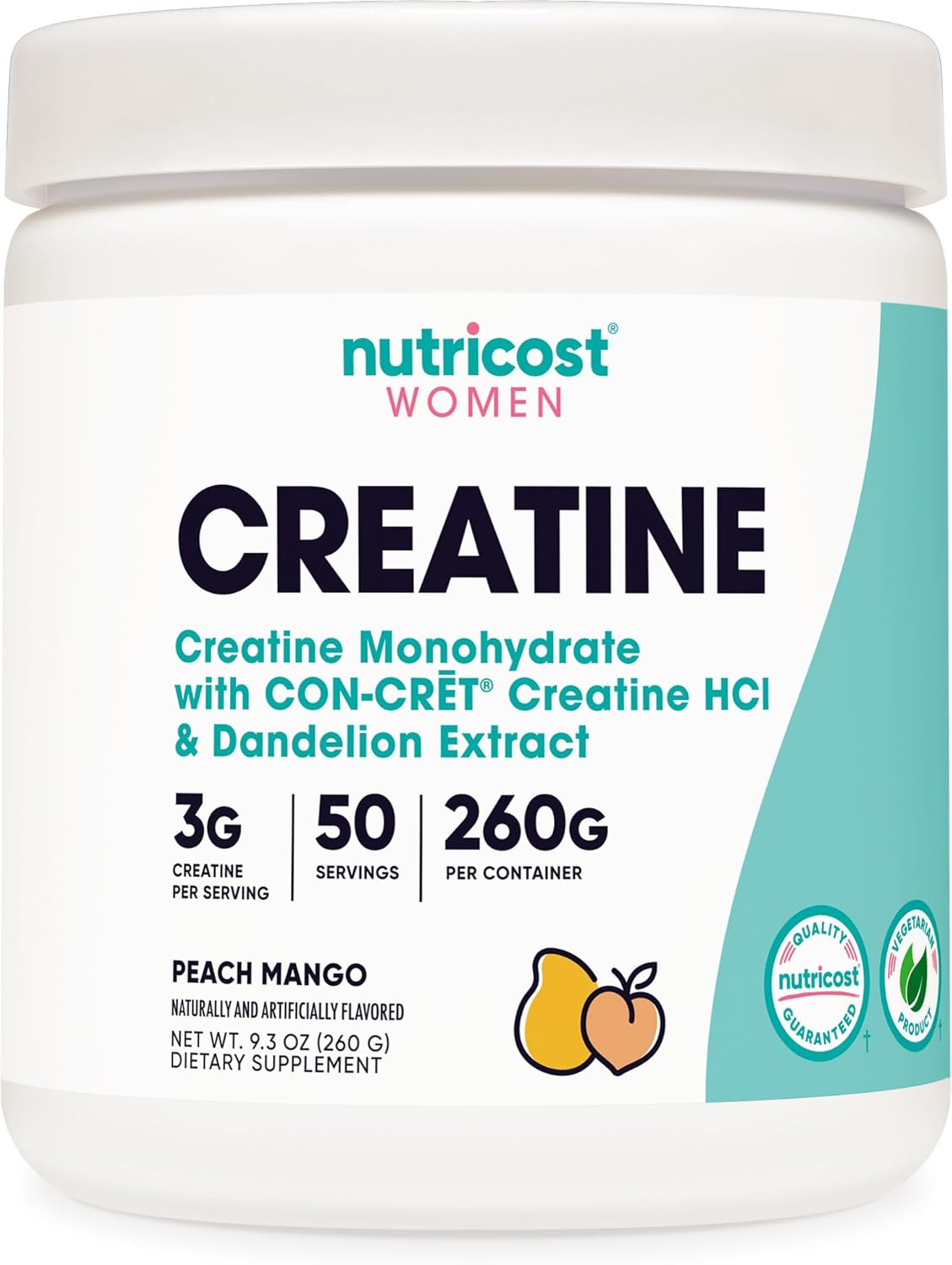 Nutricost Creatina Monohidrato en Polvo Micronizada, Sabor Melocotón Mango, 50 Servicios - Vegana, Sin Gluten