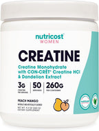 Nutricost Creatina Monohidrato en Polvo Micronizada para Mujeres, Sin Sabor, 50 Porciones - Vegetariana, No GMO, Sin Gluten
