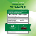 Nature's Truth Vitamina C Liposomal, 1650 mg, 60 Cápsulas Blandas - No OGM y Sin Gluten