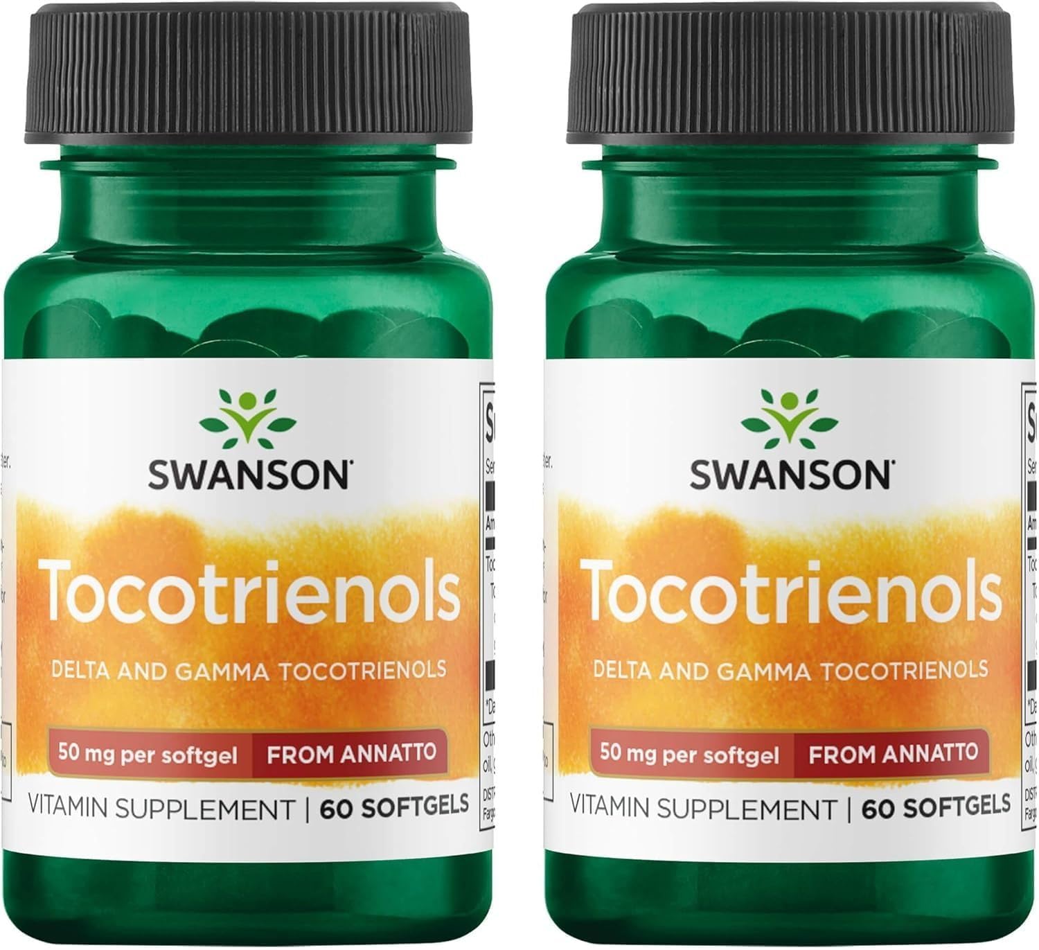 Swanson Deltagold Tocotrienols - Annatto & Vitamin E Tocotrienols - 99% Tocopherol Free (60 Softgels, 50mg Each) (2 Pack)