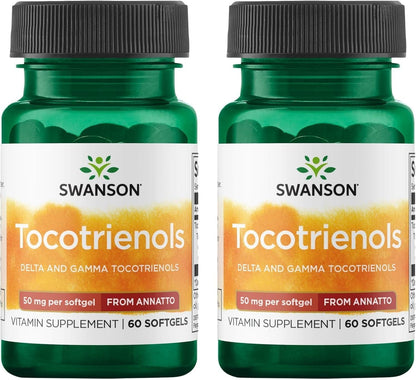 Swanson Deltagold Tocotrienols - Annatto & Vitamin E Tocotrienols - 99% Tocopherol Free (60 Softgels, 50mg Each) (2 Pack) – Image 1