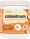 Wellah Calostro Sabor Rollo de Canela (50 porciones) - Endulzado con Stevia, 3g de Calostro por Porción