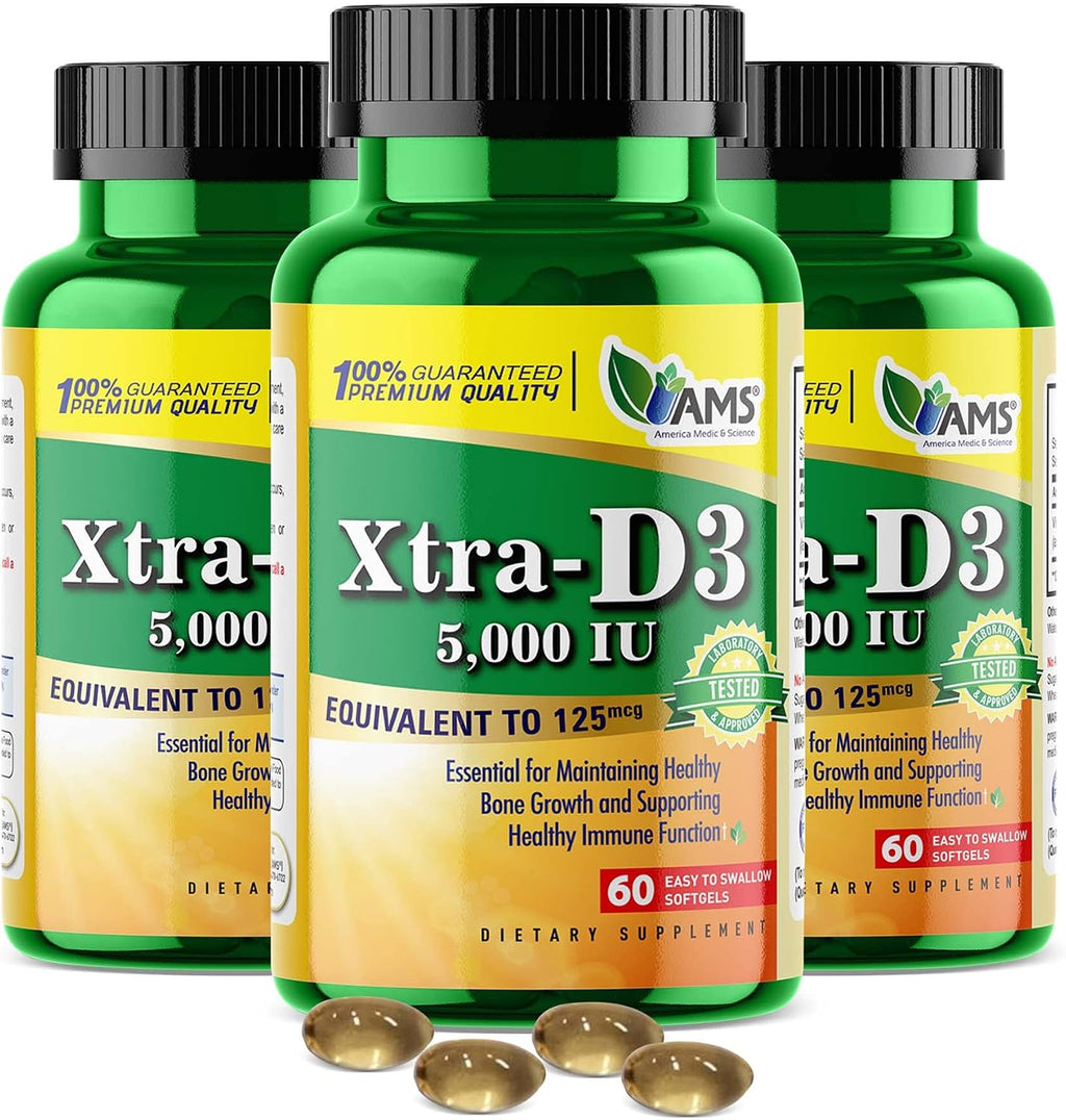 America Medic & Science Xtra D3 Vitamina D3 5000 UI - 60 Cápsulas Blandas