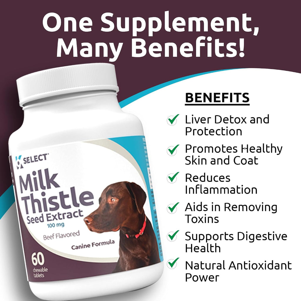 Suplemento de Cardo Mariano para Perros 100mg - 60 Comprimidos Sabor Ternera