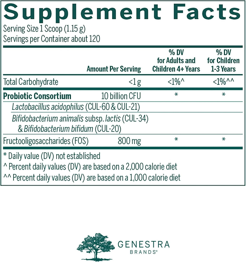 Genestra Brands HMF Super Powder - Probiótico en Polvo para la Salud Intestinal (4.9 oz)