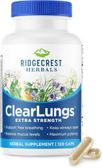 RidgeCrest Herbals ClearLungs Extra Strength - Complemento para el bienestar pulmonar y nasal - 120 cápsulas veganas (60 dosis)