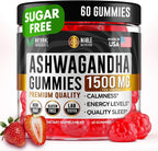 Gomitas de Ashwagandha para Mujeres y Hombres - Extracto Puro de Raíz de Ashwagandha 1500 mg con 5-HTP y L-Tirosina - Fabricado en USA - 55 Gomitas