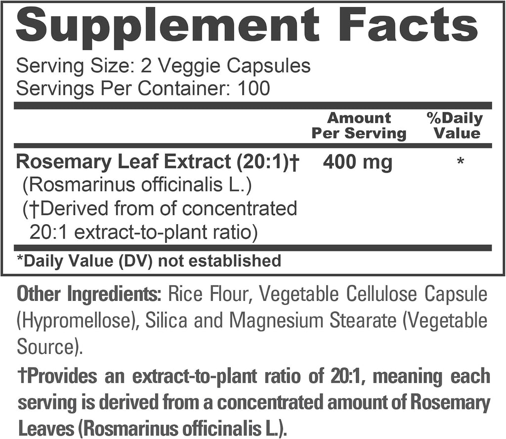 NusaPure Cápsulas de Romero, 400 mg, 200 Cápsulas Vegetales (No Transgénico, Vegano)