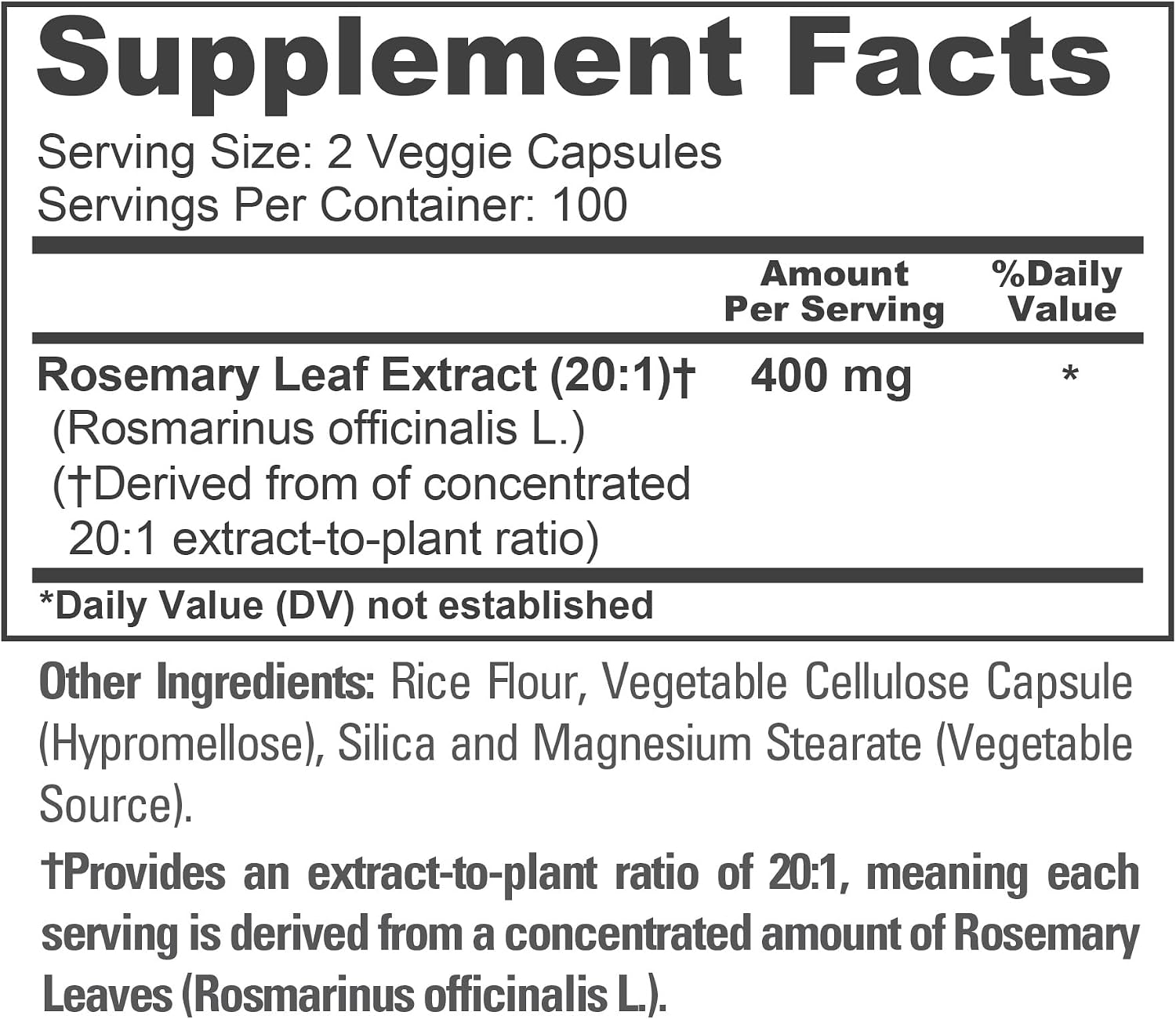 NusaPure Cápsulas de Romero, 400 mg, 200 Cápsulas Vegetales (No Transgénico, Vegano)