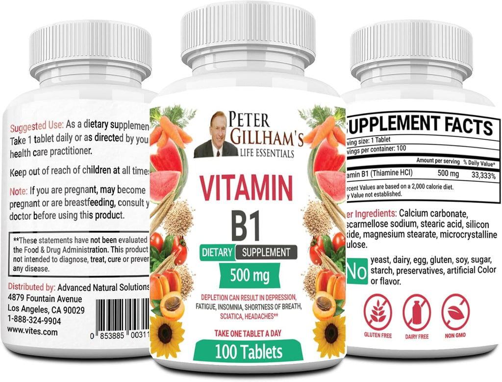 Peter's Choice Vitamina B1 (Tiamina) 500 mg - 100 Comprimidos