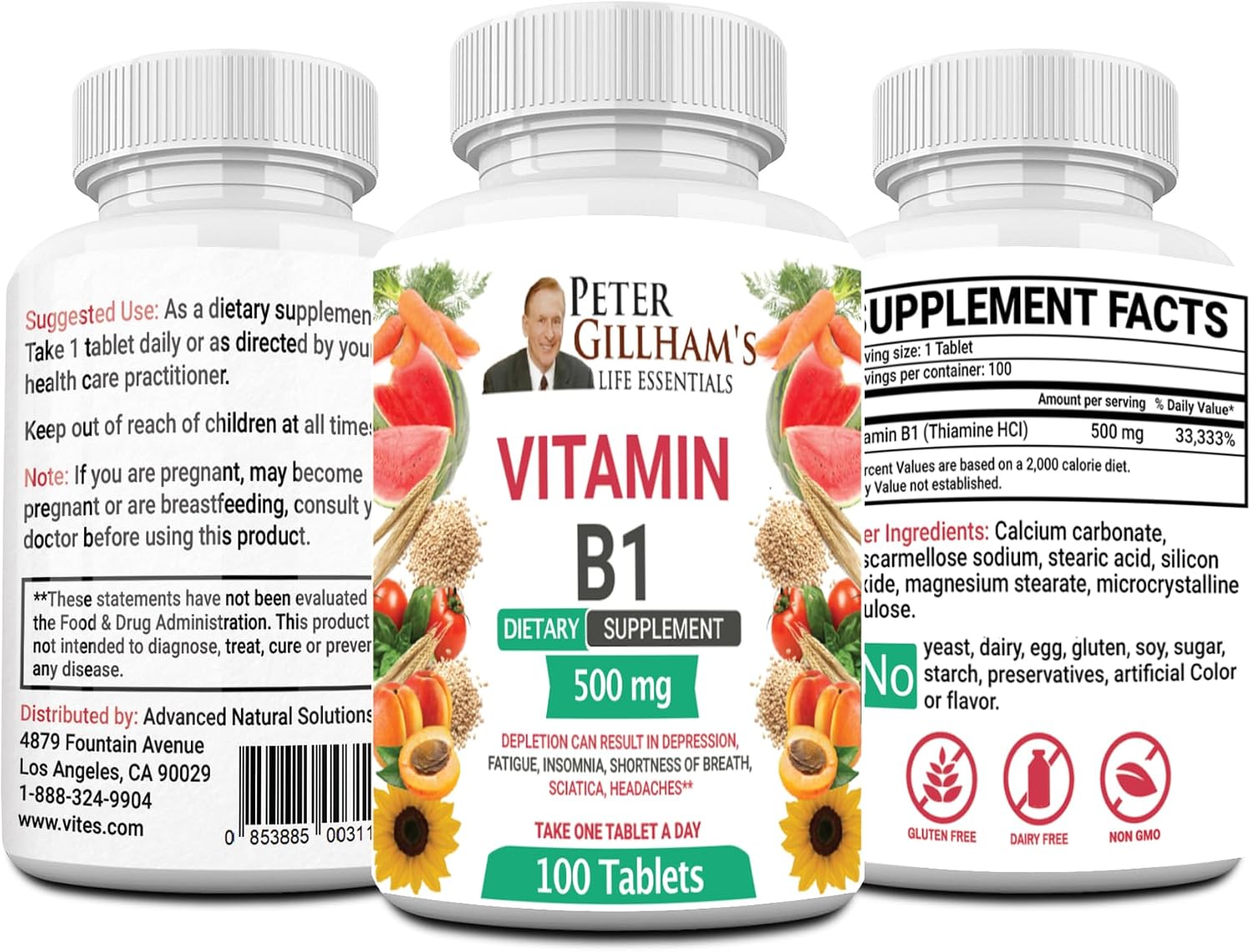 Peter's Choice Vitamina B1 (Tiamina) 500 mg - 100 Comprimidos