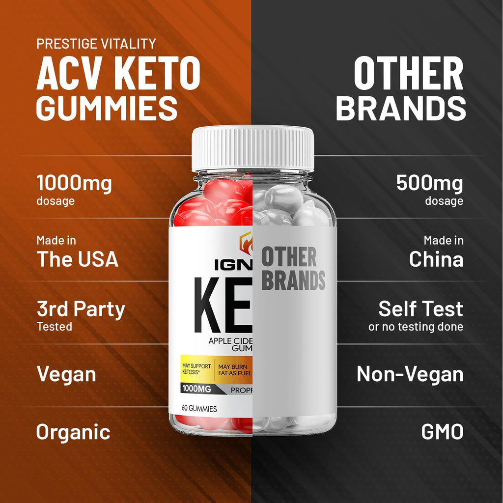 Ignite Keto ACV Gummies - Fórmula Avanzada con Vinagre de Manzana, B12, Remolacha y Granada (60 Gominolas)