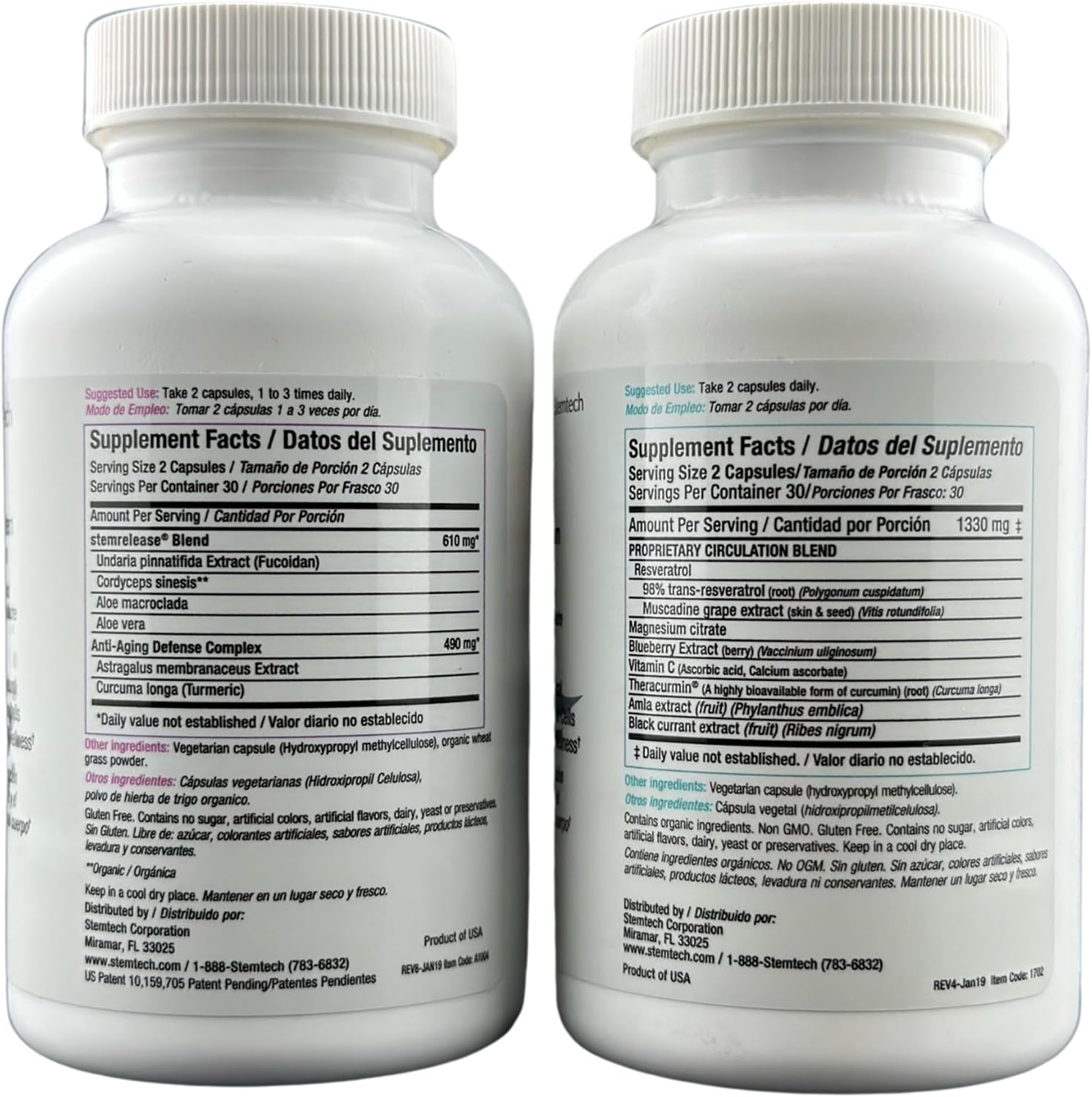 StemRelease3 & StemFlo Combo Pack | Apoyo a la Renovación de Células Madre, Circulación y Salud Cardiovascular | con SE3, Fucoidan, Cúrcuma, Extracto de AFA y Enzimas | 30 Servicios