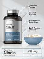 Horbaach Niacina 500mg Sin Enrojecimiento | 70 Cápsulas | Vitamina B3 Inositol Hexanicotinato | Sin OMG y Sin Gluten