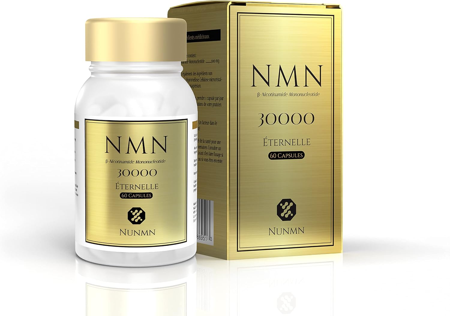 NUNMN NMN 30000 Éternelle β-Nicotinamide Mononucleotide, 60 Cápsulas