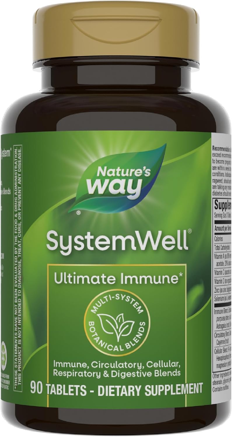 Nature's Way SystemWell Ultimate Immune - Apoyo Inmunológico con Vitaminas C, A, D, Zinc y Selenio, 180 Comprimidos