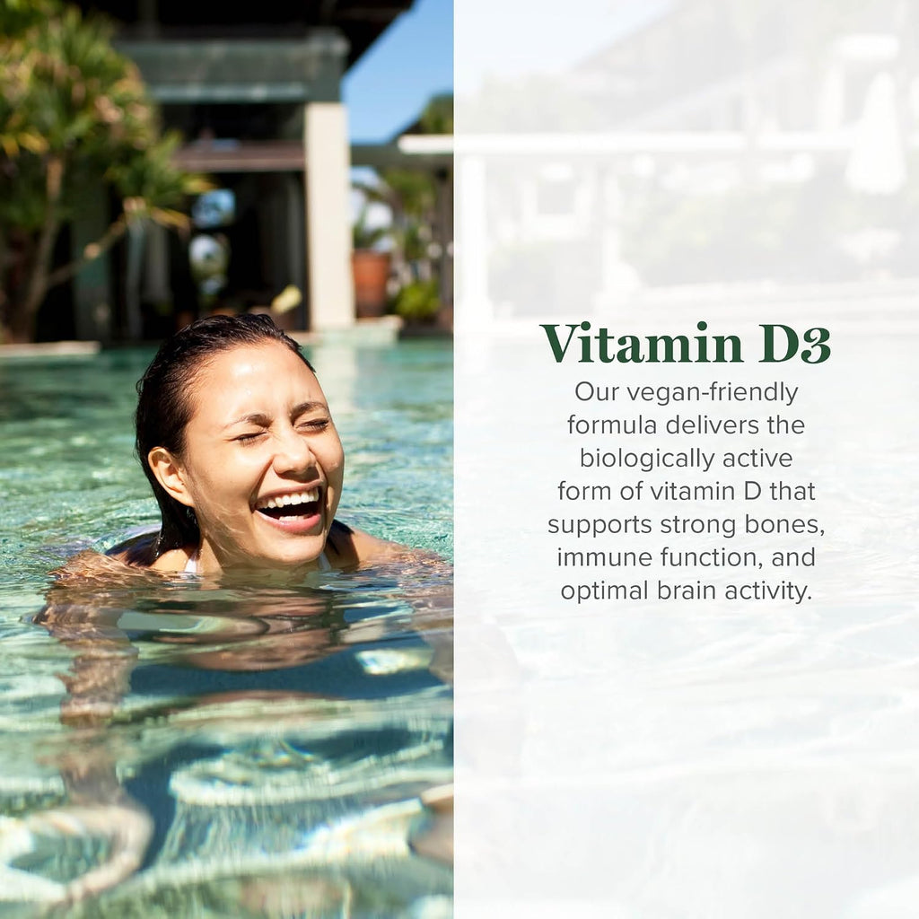 Global Healing Vitamina D3 Orgánica 5000 UI - Suplemento Vegano de Vitamina D3 - 2 fl oz