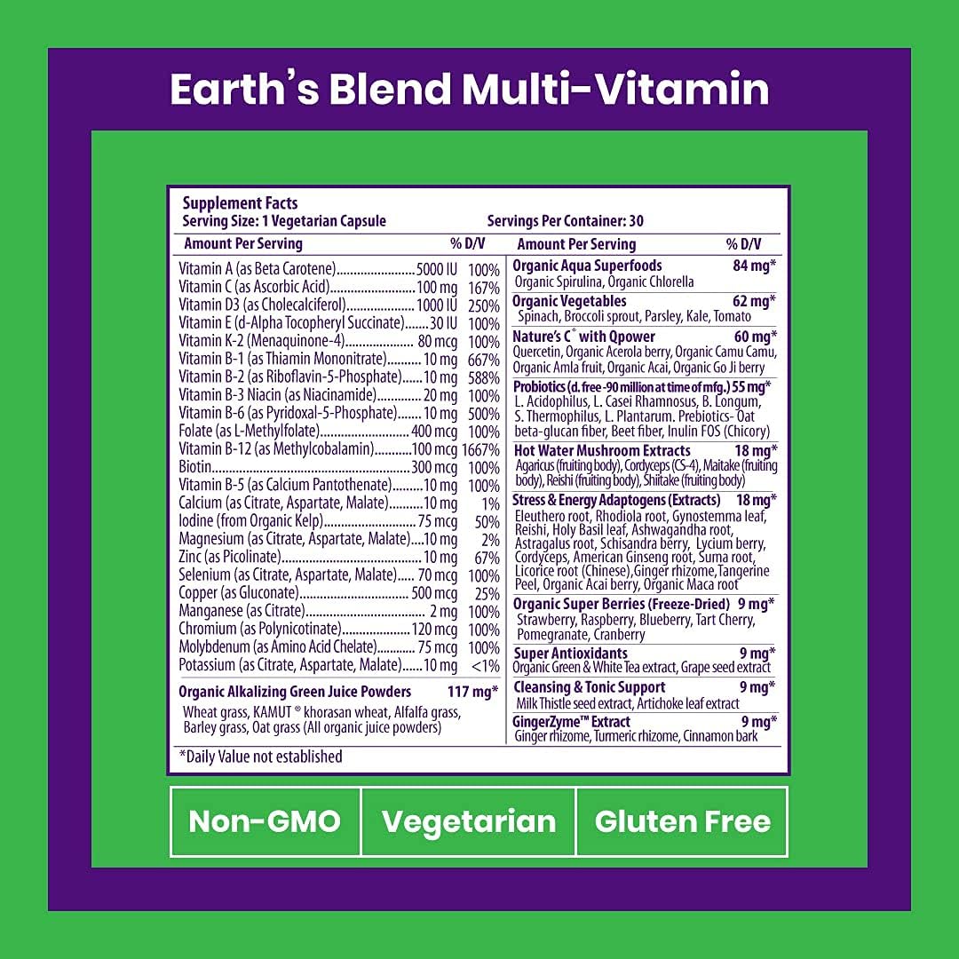 Earth's Blend Multivitamínico Diario Sin Hierro - Paradise Herbs