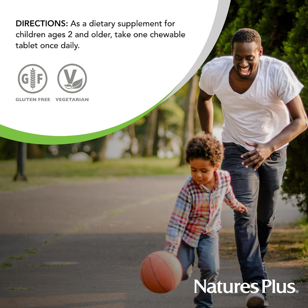 NaturesPlus Animal Parade KidGreenz – Superalimento infantil sabor tropical – 90 comprimidos masticables