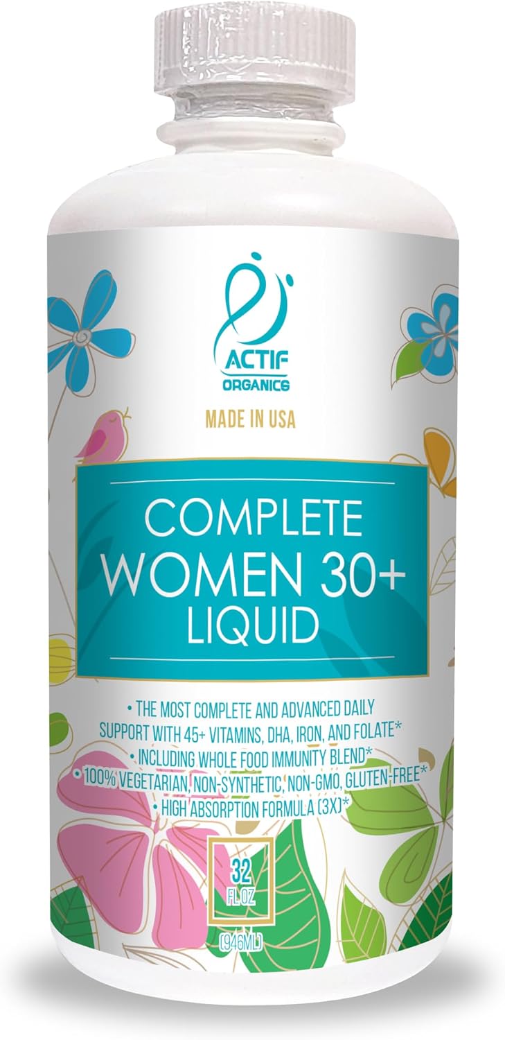 ACTIF Liquid Daily Multivitamin for Women Age 30+ with 40+ Advanced Factors – Non GMO, Made in USA, 32oz