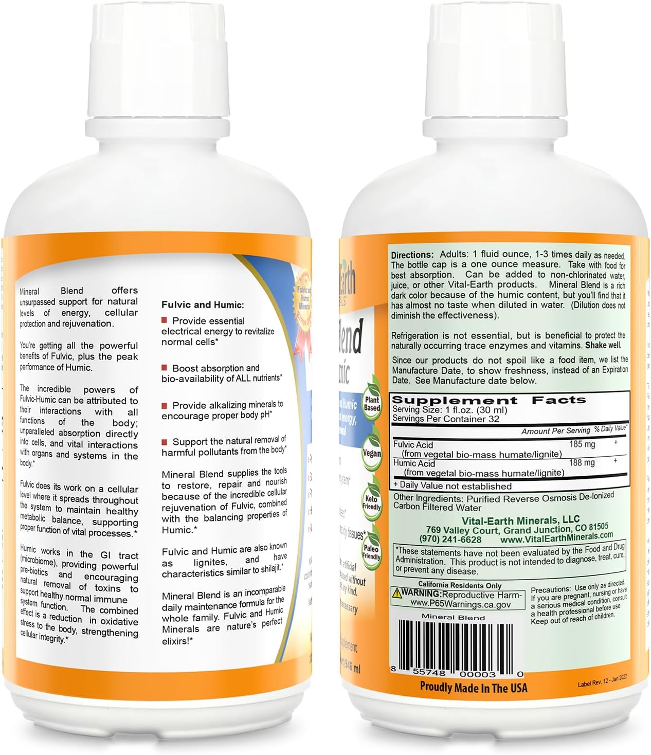 Vital Earth Minerals Detox y Bienestar – Mezcla de Minerales Fúlvicos y Húmicos con Más de 70 Minerales Traza + Super Multi, Multivitamínico Líquido, 2×946 ml