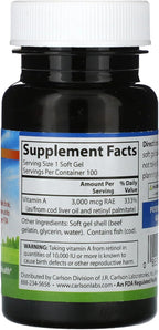 Carlson Labs Vitamina A Natural, 10,000 UI, 100 Cápsulas Blandas