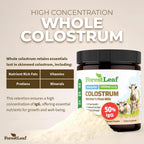 ForestLeaf Colostrum en Polvo 50% IgG, Concentración Pura, de Pasto, Sin Sabor, 45 Porciones