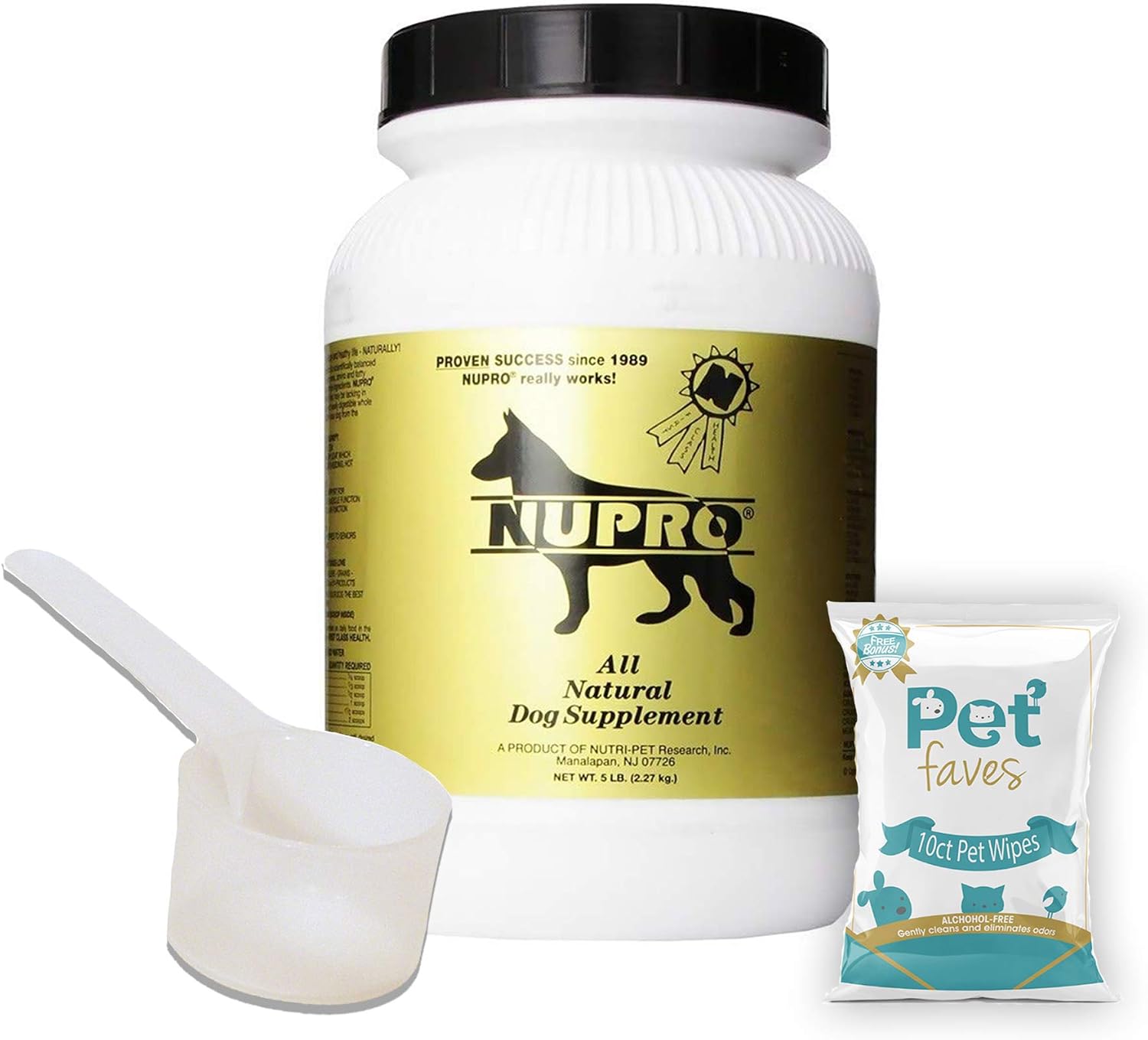 Suplemento Natural para Perros Gold 5lb con Toallitas para Mascotas (10 unidades)