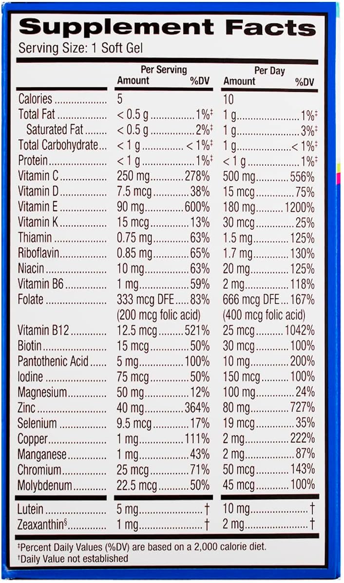 Bausch + Lomb PreserVision Suplemento Vitamínico Mineral para Ojos, 100 Cápsulas Blandas (Paquete de 2)