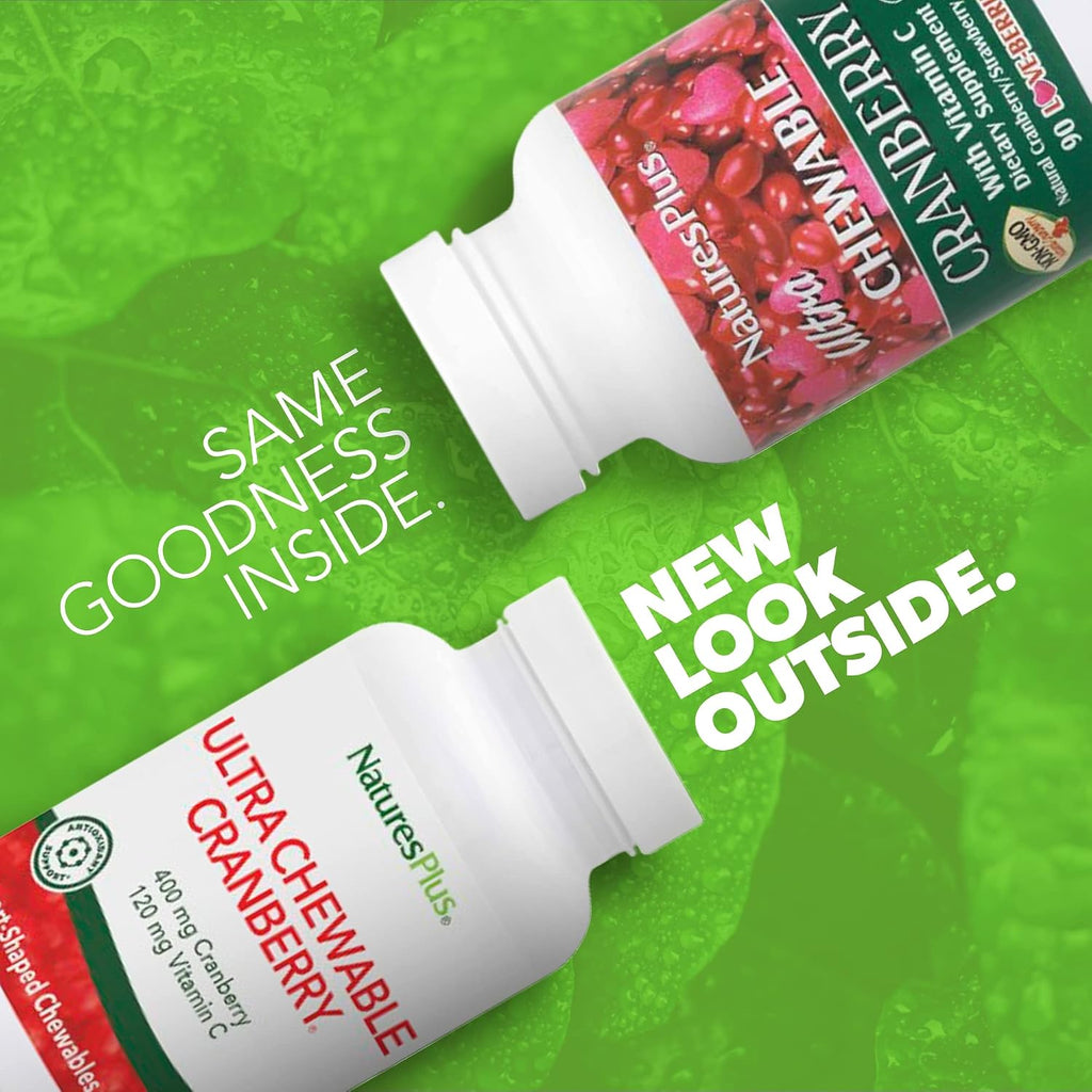 NaturesPlus Ultra Chewable Cranberry - 90 Comprimidos Masticables de Arándano