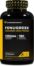 Primaforce Fenugreek Seed Capsules (180 Cápsulas / 1350 mg por dosis, dosis de 2 cápsulas) - Complemento Herbal Premium para Hombres y Mujeres, No Transgénico, Sin Gluten