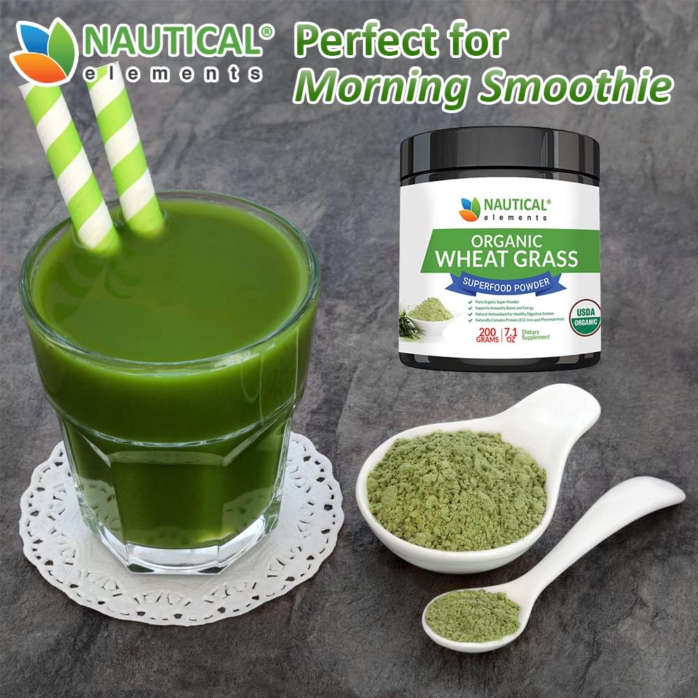 Polvo de Wheatgrass Orgánico Certificado USDA - Hierba de Trigo en Polvo - Vegano y Sin OGM