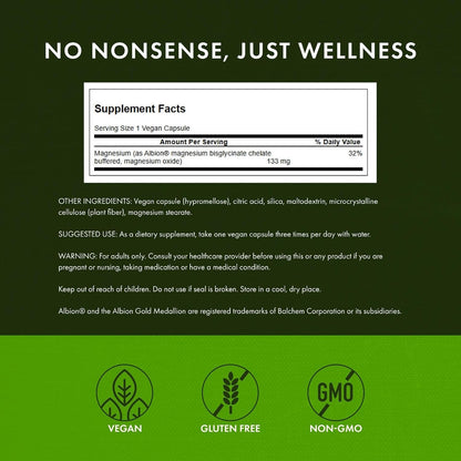 Swanson Albion Magnesium Glycinate - 90 – El magnesio contribuye al funcionamiento normal del sistema nervioso. – Image 2